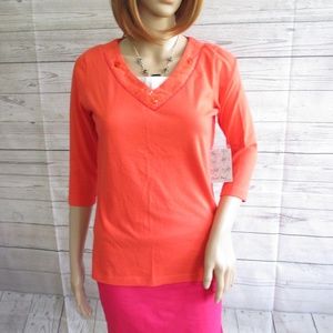 NWT - CORAL BAY pretty orange knit top - sz PS